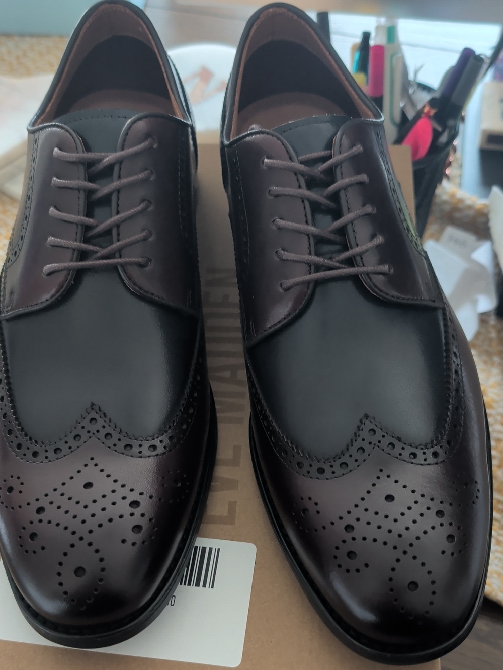 Brand new And Never Worn -Steve Madden Men’s Black and Dark Brown Brogue Oxfords